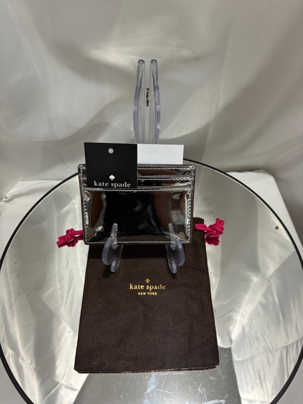 kate spade Silver Metallic Card Case with Dust Bag NWT - Picture 4 of 5